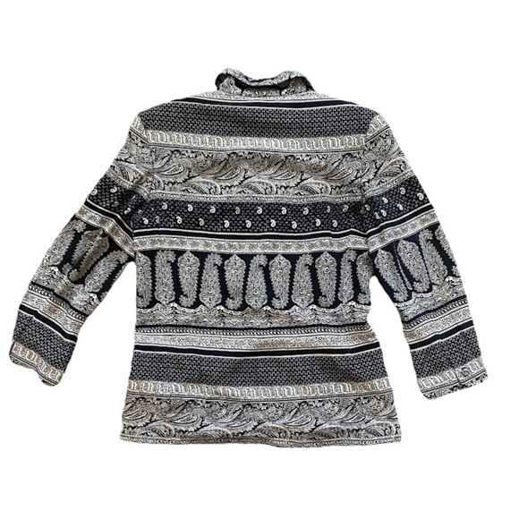 Neiman Marcus Black White Paisley 100% Silk Blazer Jacket Size 8 One Button - Picture 5 of 6